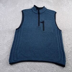 Territory Ahead Sweater Vest‎ Mens Medium Blue Lambswool Wool Zip Pullover